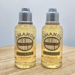2x L'Occitane Amande Almond Shower Oil Body Wash Travel Mini 1.1 oz / 35 mL New